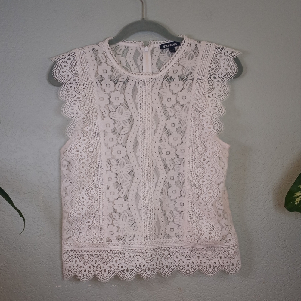 Lace Boho Coquette Girl Cottagecore Ruffle Sleeveless Victorian Top S Express